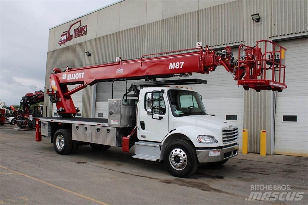 Elliott M87R Camion plateau ridelle avec grue