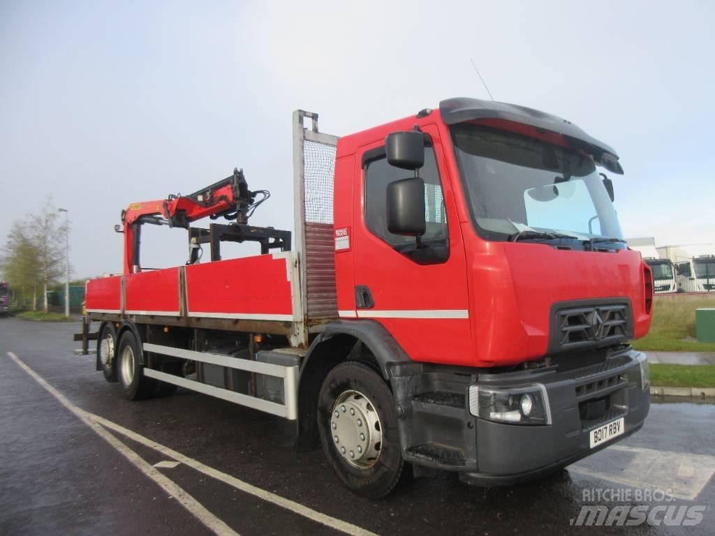 Renault D24 320 Camion plateau ridelle avec grue