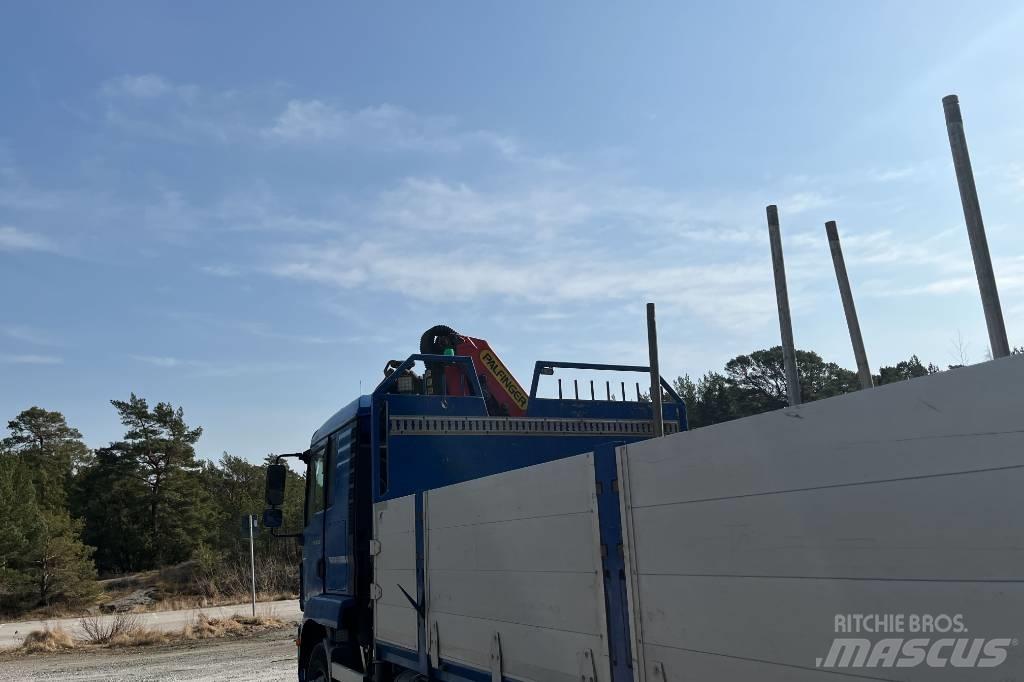 MAN TGM 18.290 Camion plateau ridelle avec grue