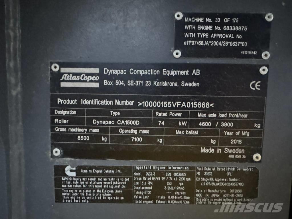 Dynapack CA1500D Rouleaux monocylindre