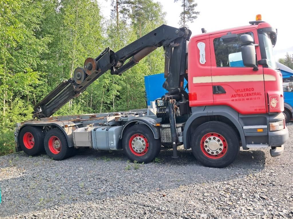 Scania R420 Camion plateau ridelle avec grue
