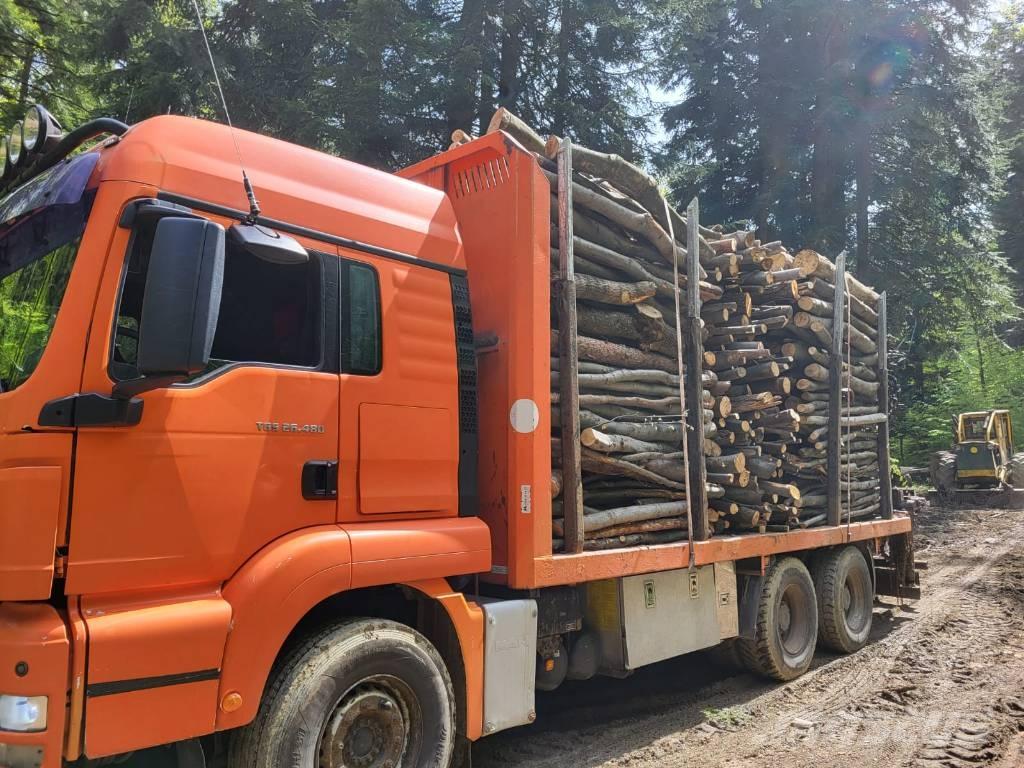 MAN TGS 26.480 Camion plateau ridelle avec grue