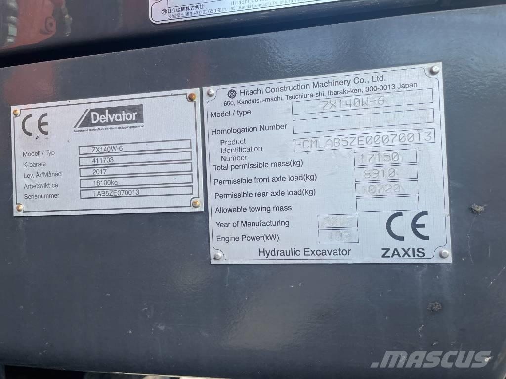 Hitachi 140W Pelle sur pneus