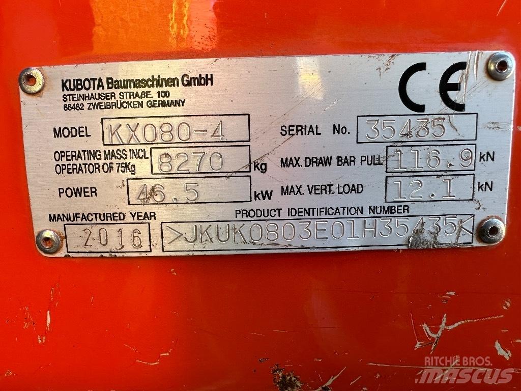 Kubota KX 080-4 Mini pelle < 7t