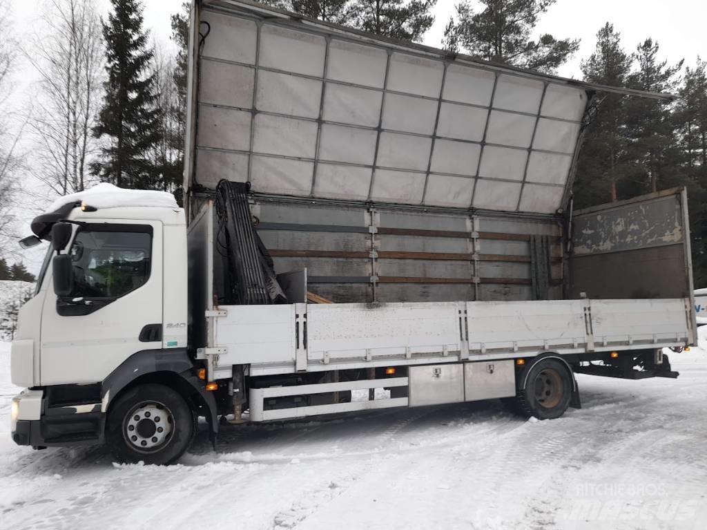 Volvo FL 240 Camion plateau ridelle avec grue