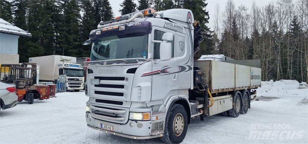 Scania R420 Camion plateau ridelle avec grue