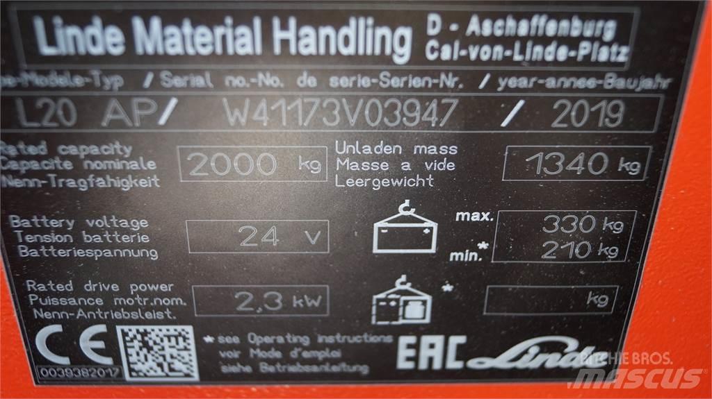 Linde L20APi Gerbeur accompagnant