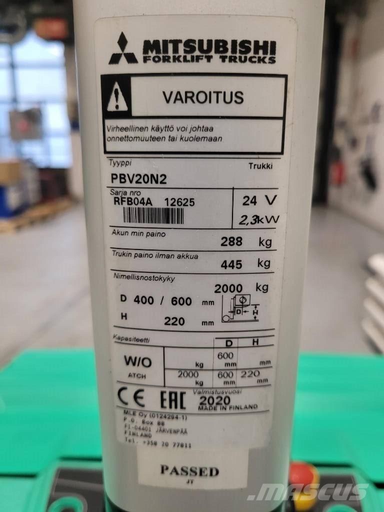 Mitsubishi PBV 20 N2 Transpalette accompagnant porté debout