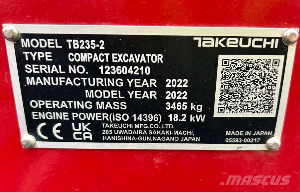 Takeuchi TB 235-2 V3 Mini pelle < 7t
