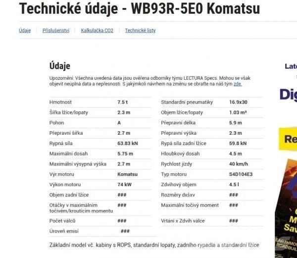 Komatsu WB 93 R Tractopelle