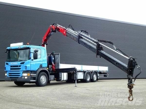 Scania P320 + Effer Camion plateau ridelle avec grue