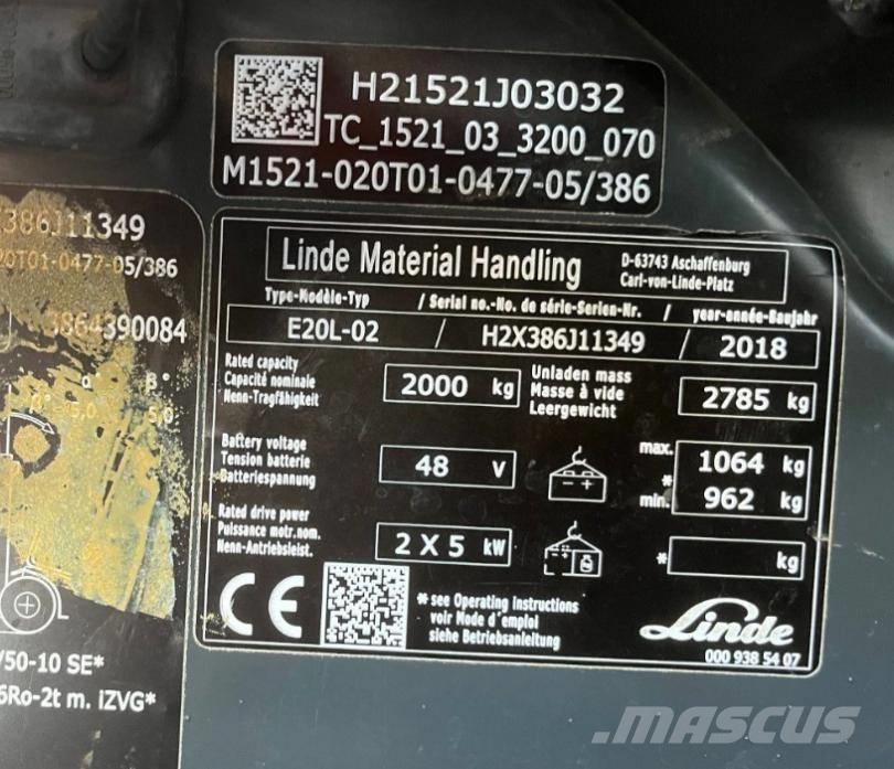 Linde E20L-02-386 Chariots élévateurs électriques