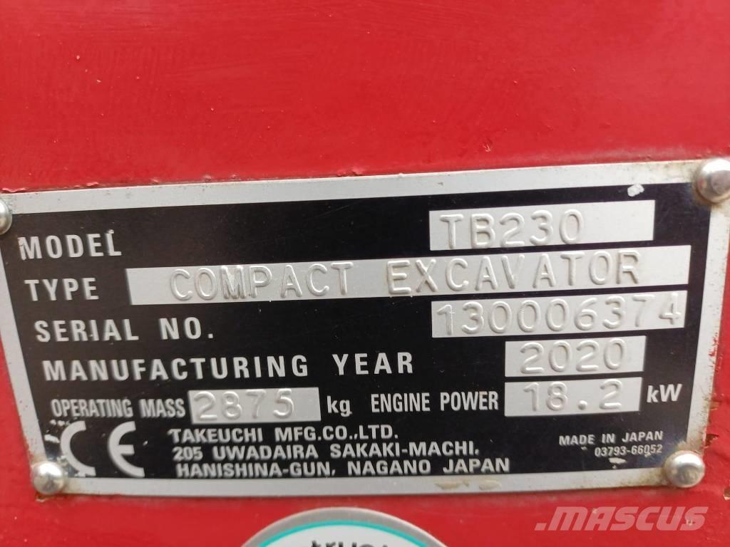 Takeuchi TB 230 Mini pelle < 7t