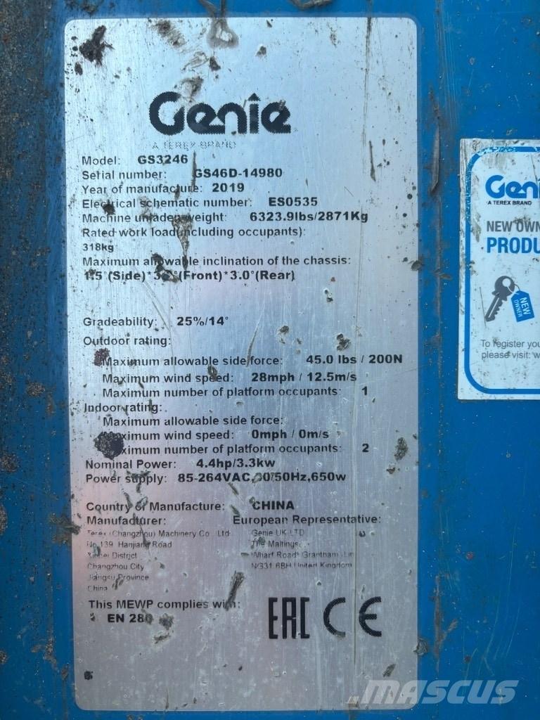 Genie GS 3246 Nacelle ciseaux