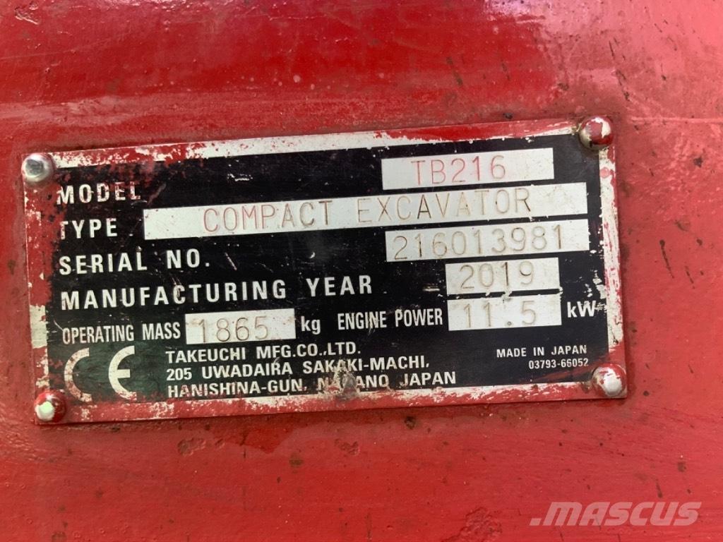 Takeuchi TB 216 Mini pelle < 7t