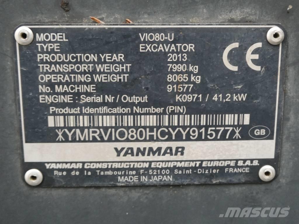 Yanmar Vio 80 U Mini pelle 7t-12t