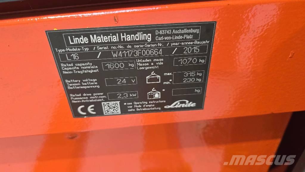 Linde L 16 Gerbeur accompagnant
