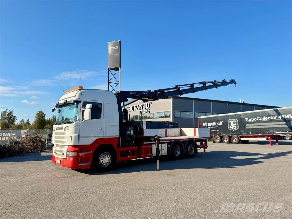 Scania R 500 Camion plateau ridelle avec grue
