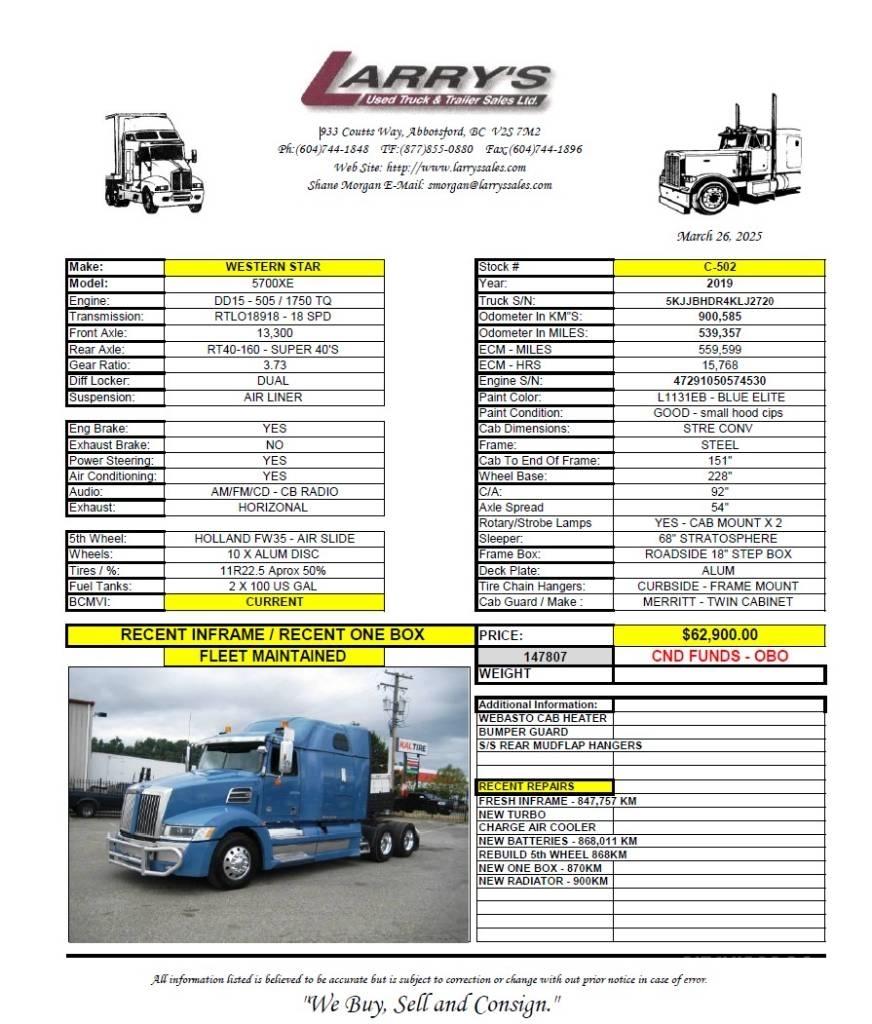 Western Star 5700 XE Tracteur routier