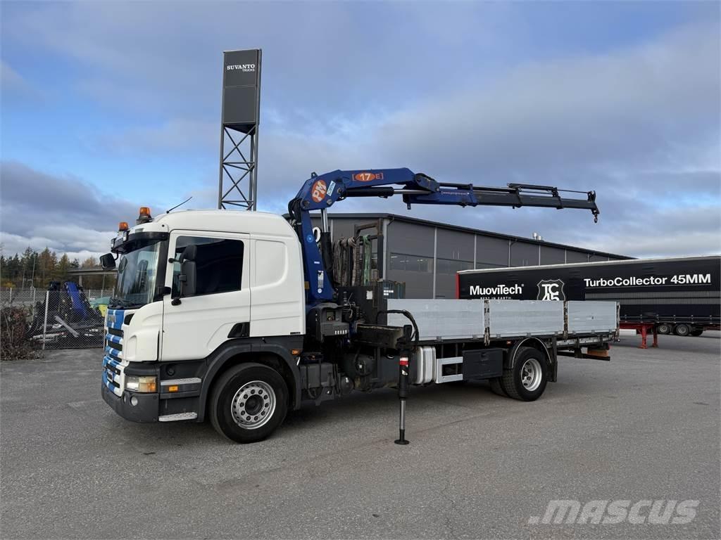 Scania P270 4X2 Camion plateau ridelle avec grue