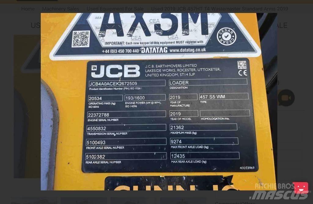 JCB 457 Chargeuse sur pneus