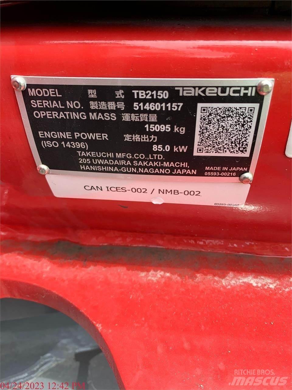 Takeuchi TB2150 Pelle sur chenilles