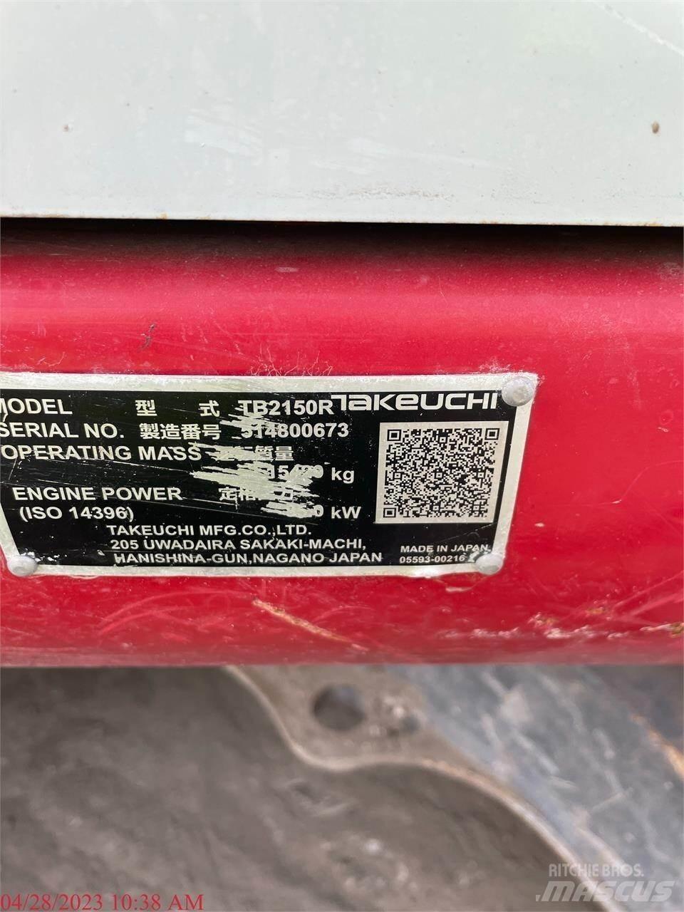 Takeuchi TB2150R Pelle sur chenilles