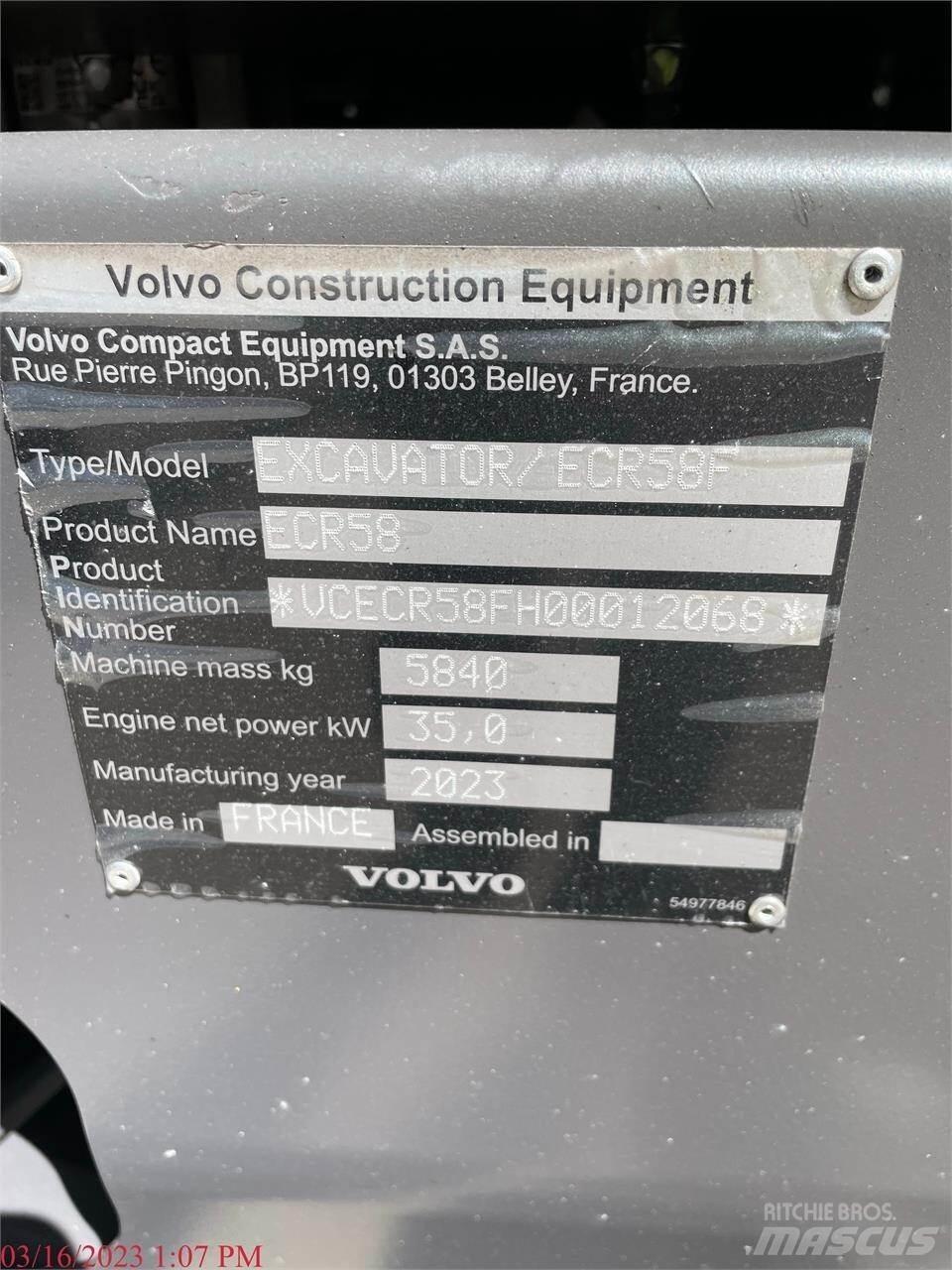 Volvo ECR58F Pelle sur chenilles
