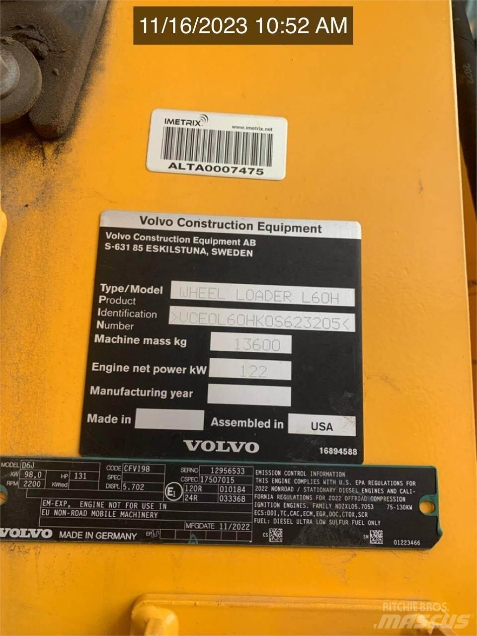 Volvo L60H Chargeuse sur pneus