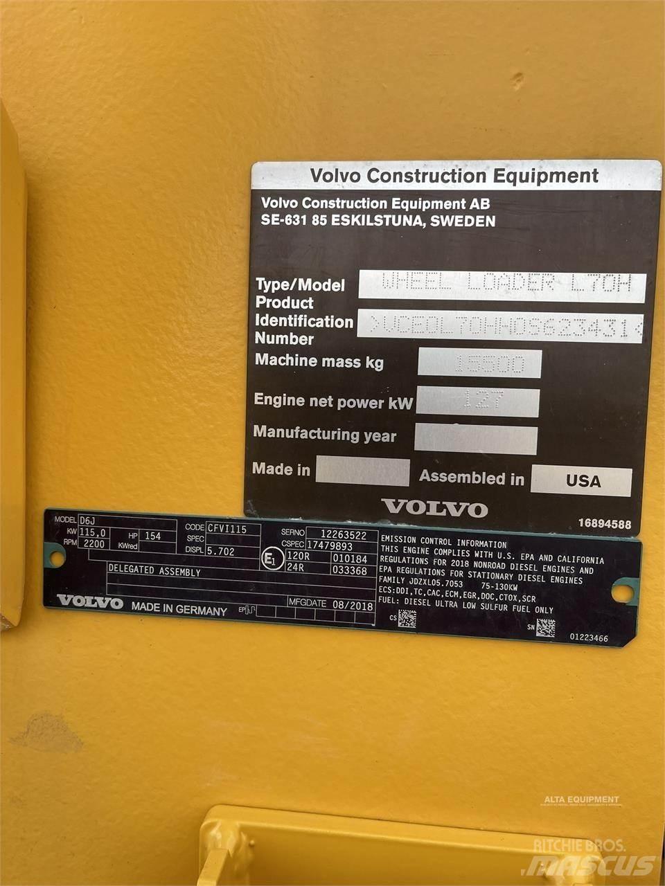 Volvo L70H Chargeuse sur pneus
