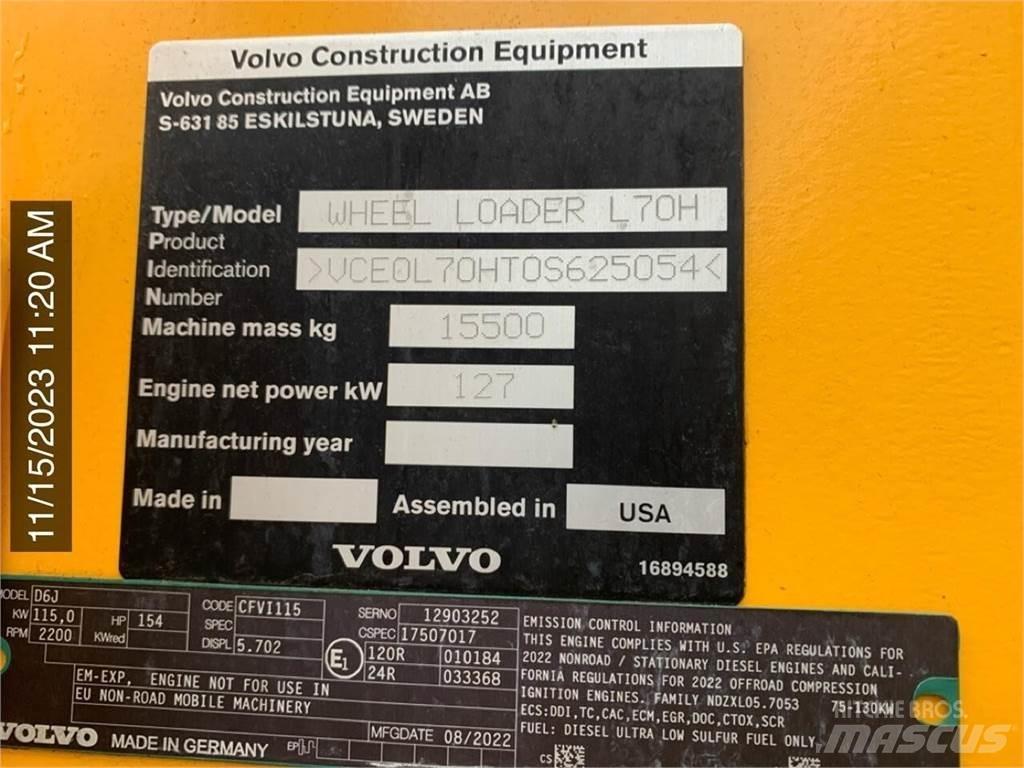 Volvo L70H Chargeuse sur pneus