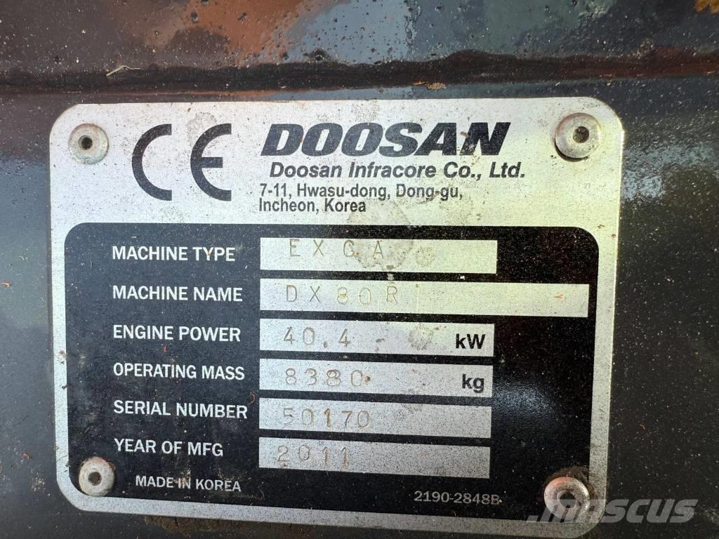 Doosan DX 80 R Mini pelle 7t-12t