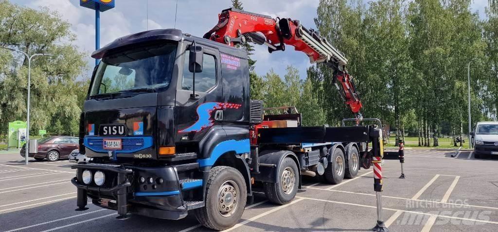 Sisu E18 630 Camion plateau ridelle avec grue