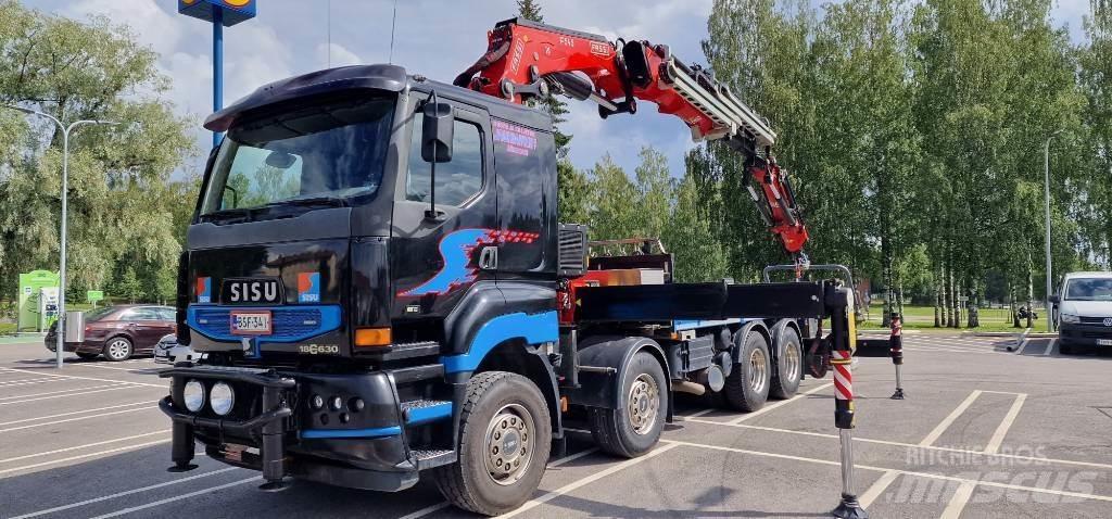 Sisu E18 630 Camion plateau ridelle avec grue