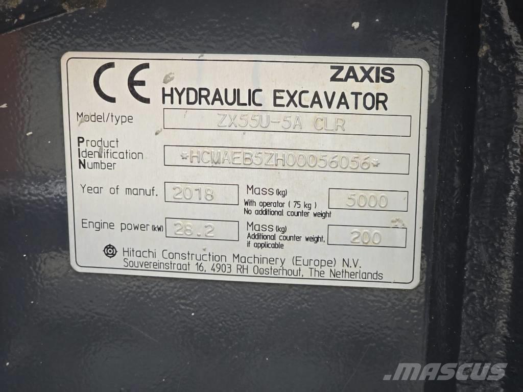 Hitachi ZX55U-5A CLR Mini pelle < 7t