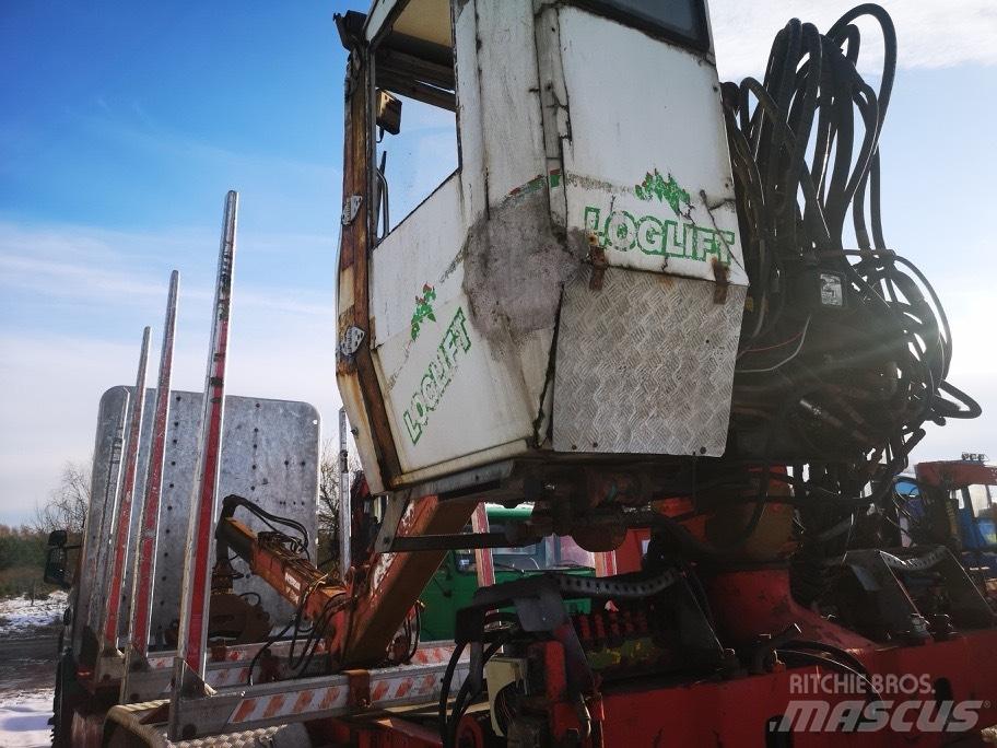 Scania 124 Camion plateau ridelle avec grue