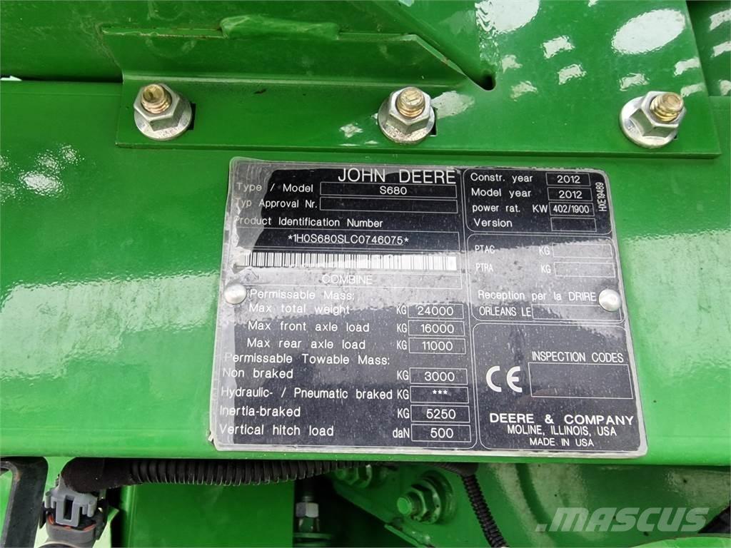John Deere S680 Moissonneuse batteuse