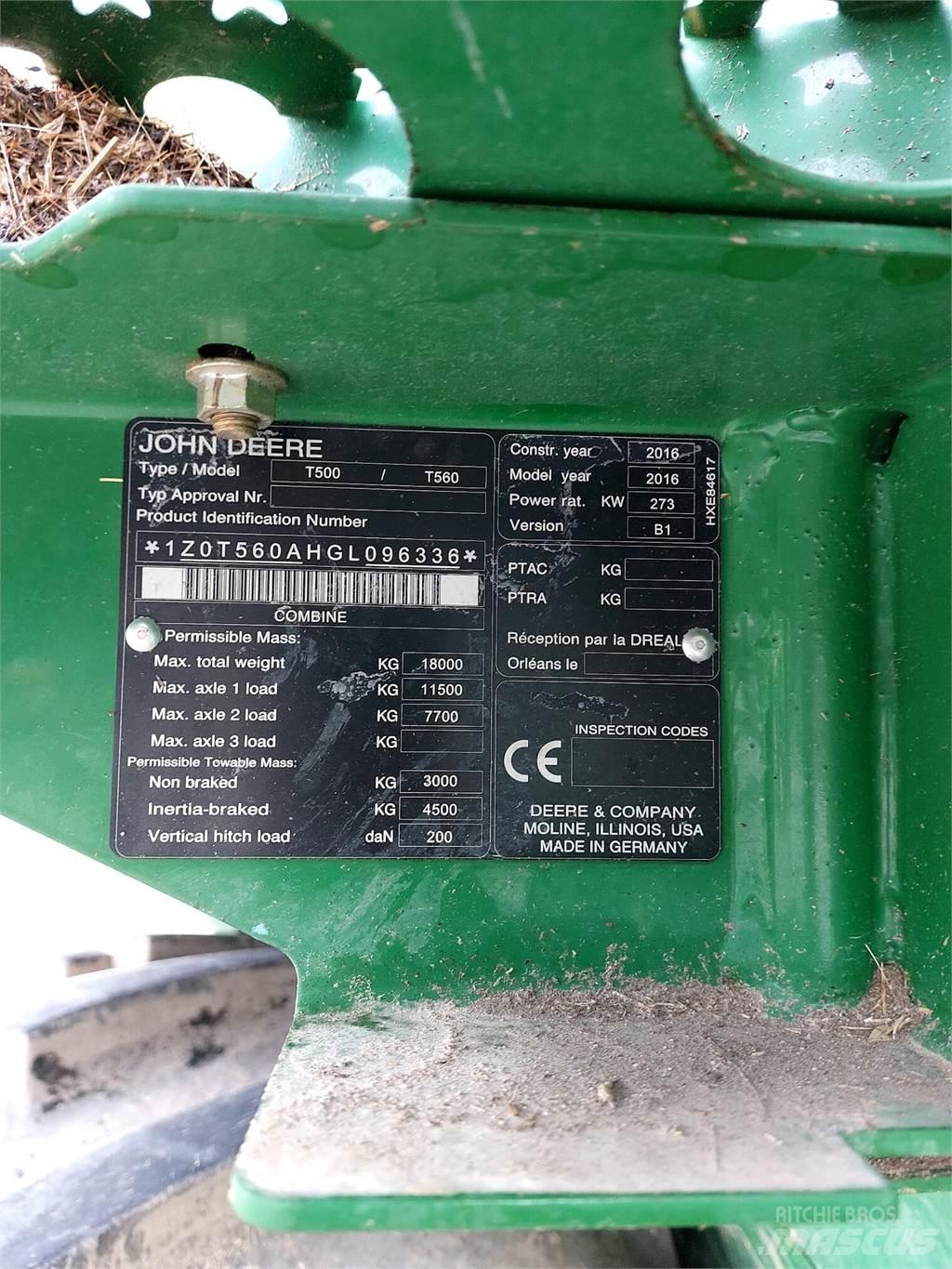 John Deere T560 Moissonneuse batteuse