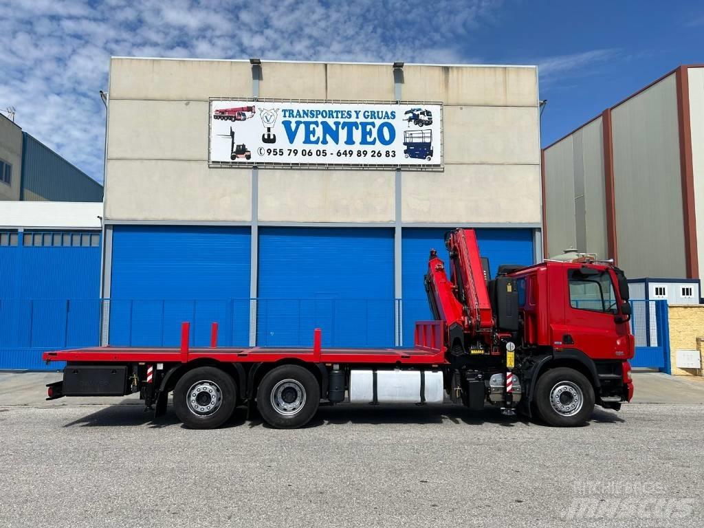 DAF 85.460 Camion plateau ridelle avec grue