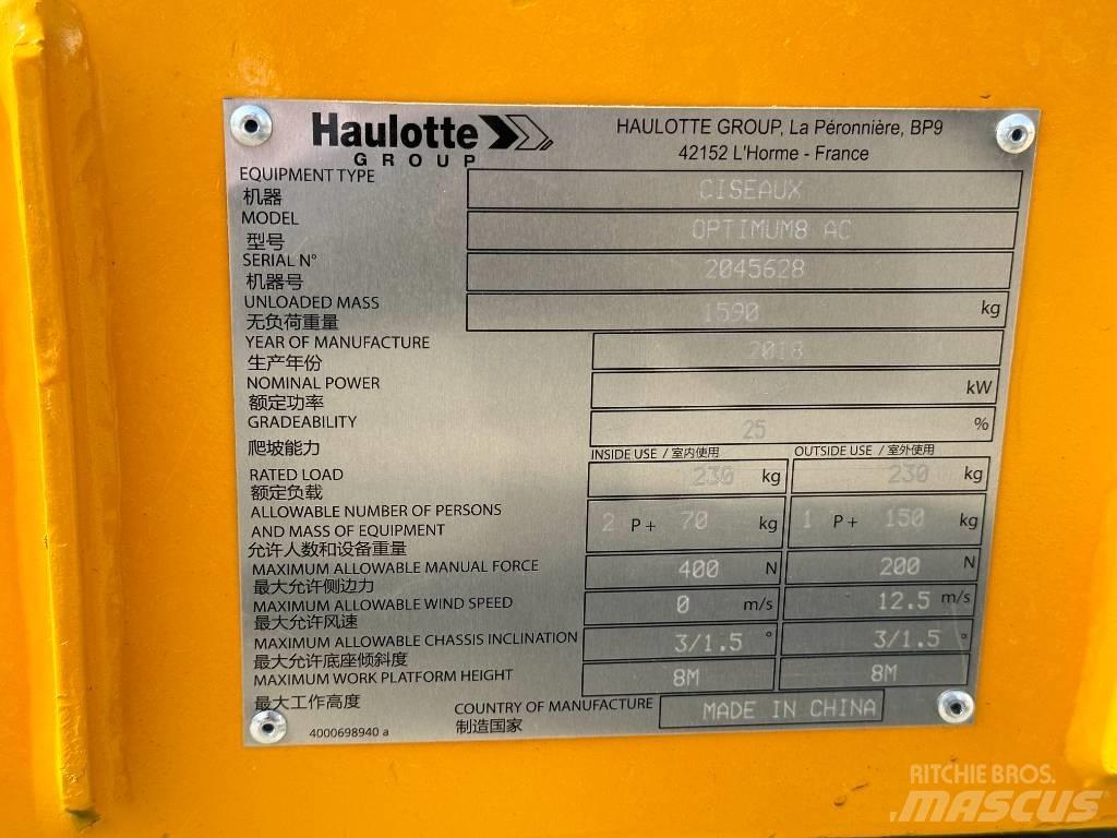 Haulotte OPTIMUM 8 Nacelle ciseaux