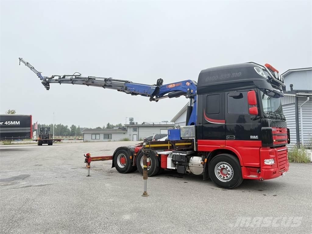 DAF XF105.510 6X4 Camion plateau ridelle avec grue