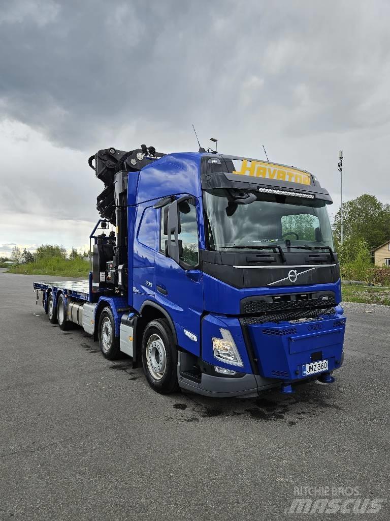 Volvo FM 500 Camion plateau ridelle avec grue