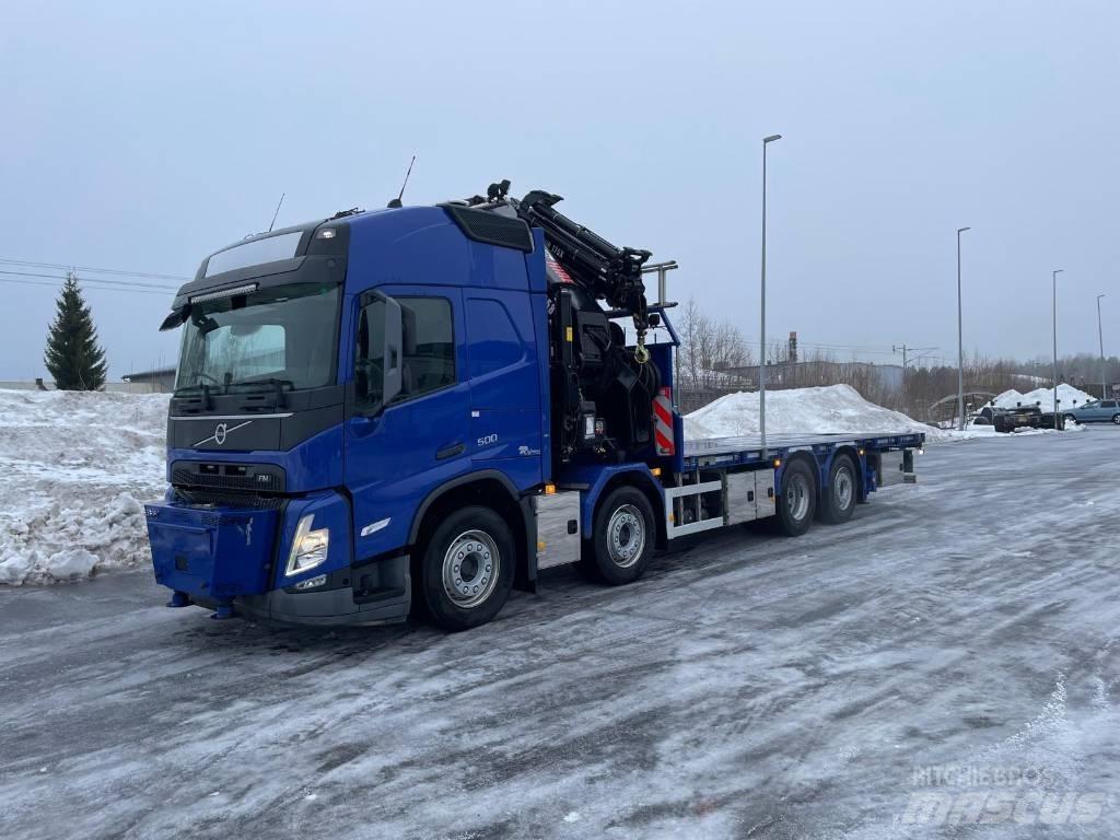 Volvo FM 500 Camion plateau ridelle avec grue