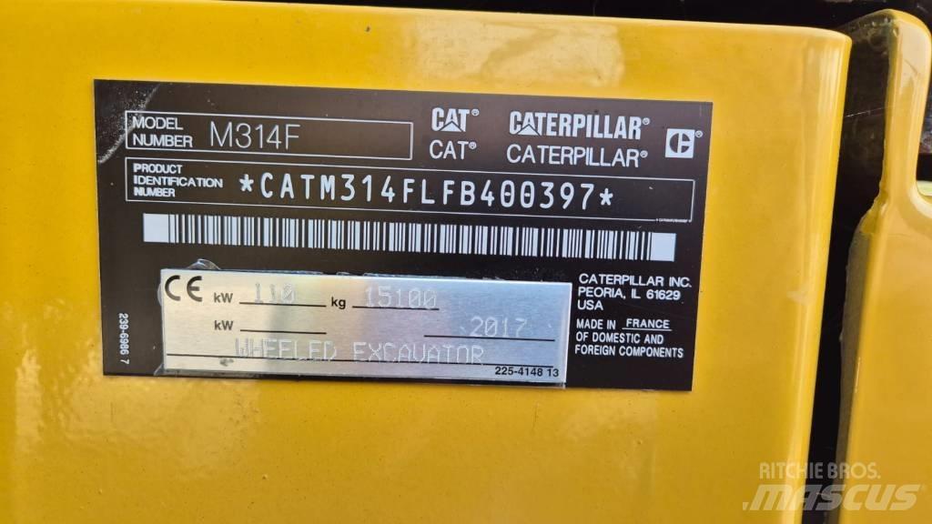 CAT M 314 F Pelle sur pneus