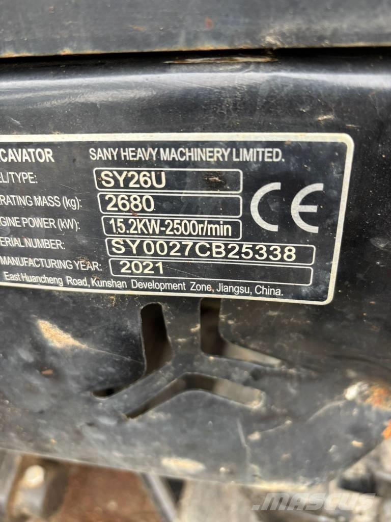 Sany SY 26 U Mini pelle < 7t