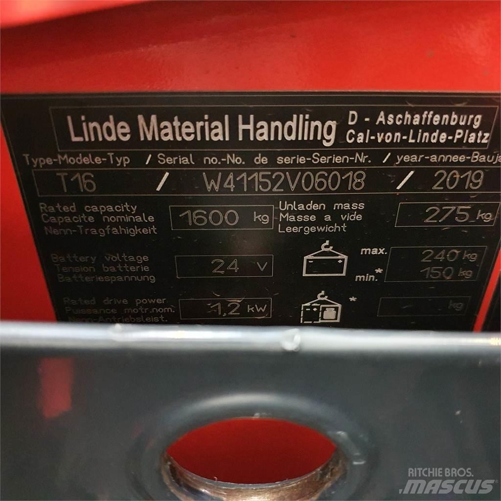 Linde T16 Li-Ion Transpalette accompagnant