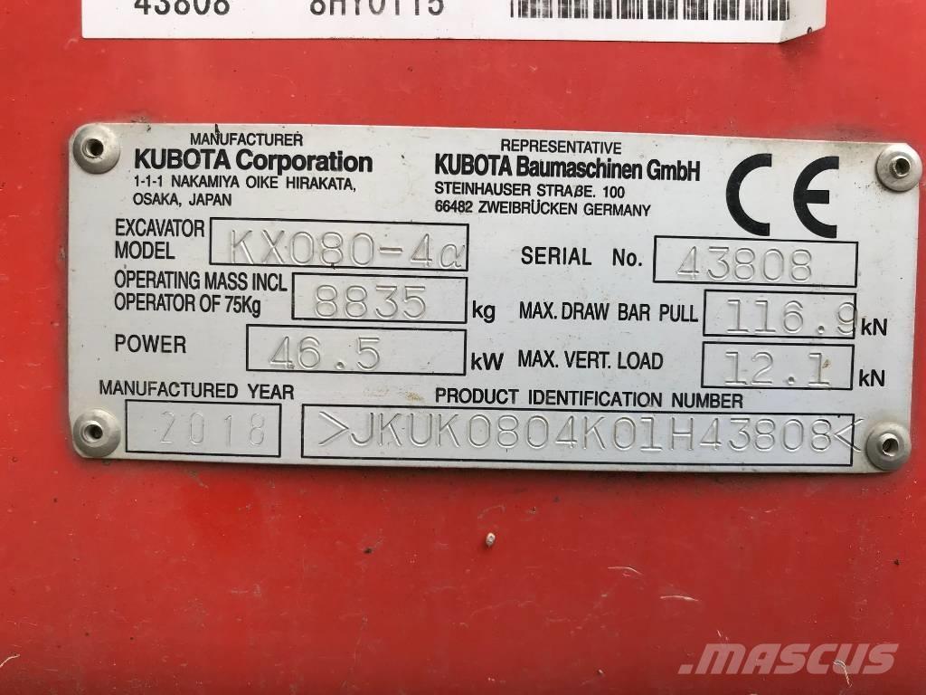 Kubota KX 080-4 Mini pelle 7t-12t