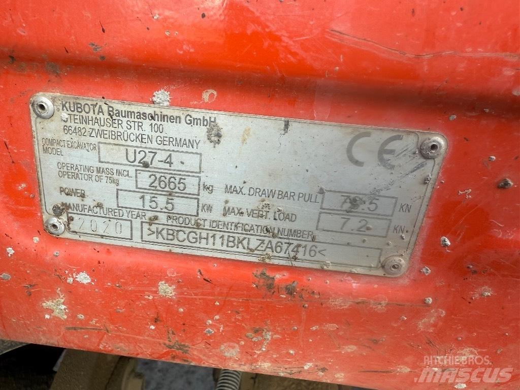 Kubota U 27-4 Mini pelle < 7t