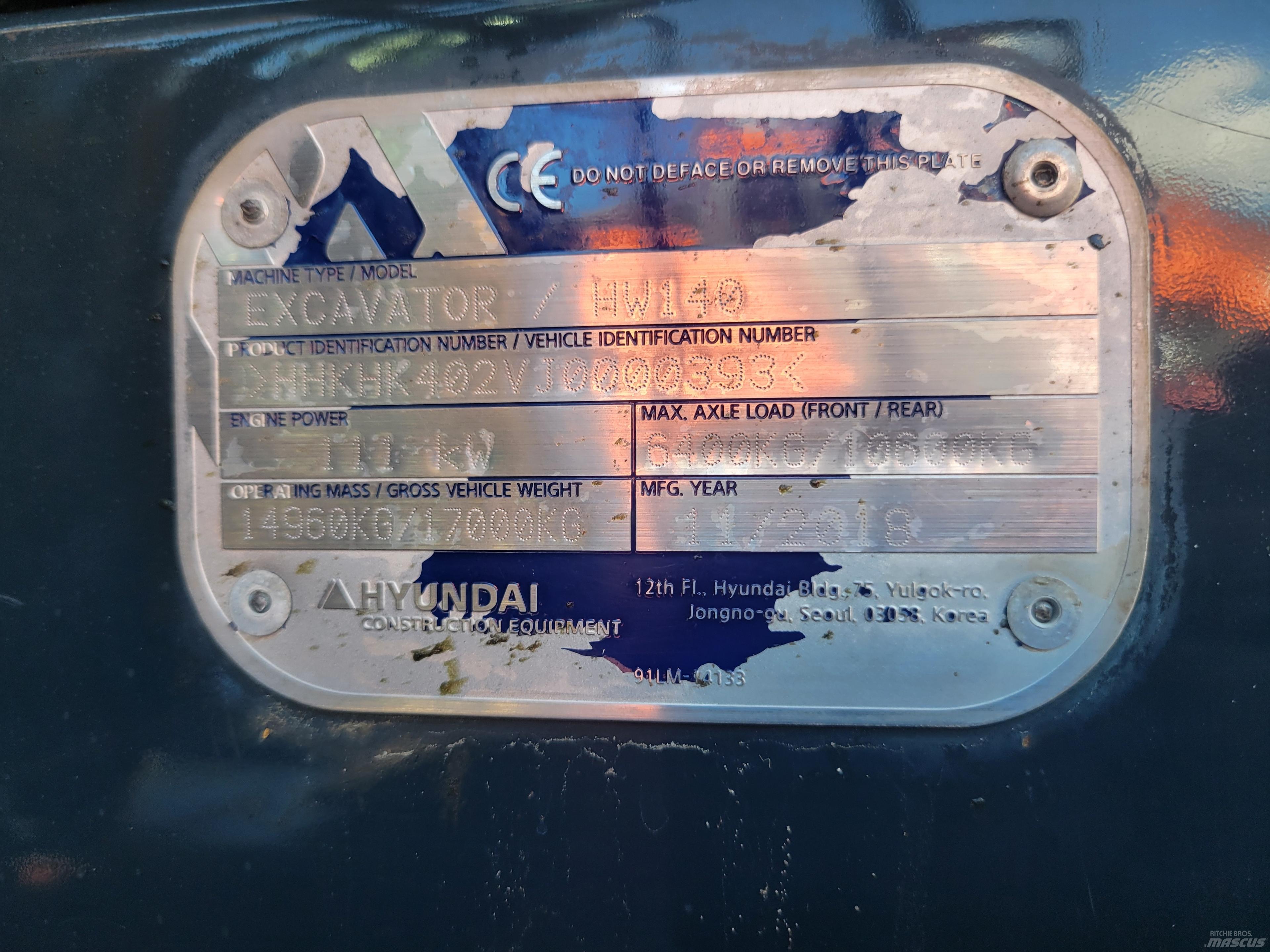 Hyundai HW140 Pelle sur pneus