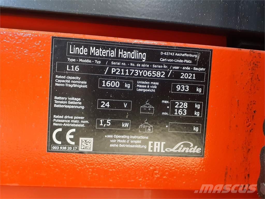 Linde L16i Gerbeur accompagnant